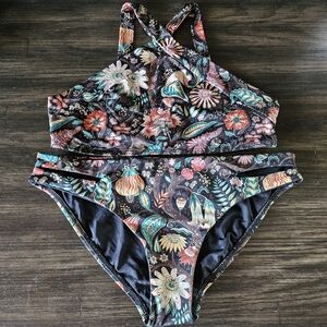 L*Space Floracopa serina top and estella bottom bikini set medium M